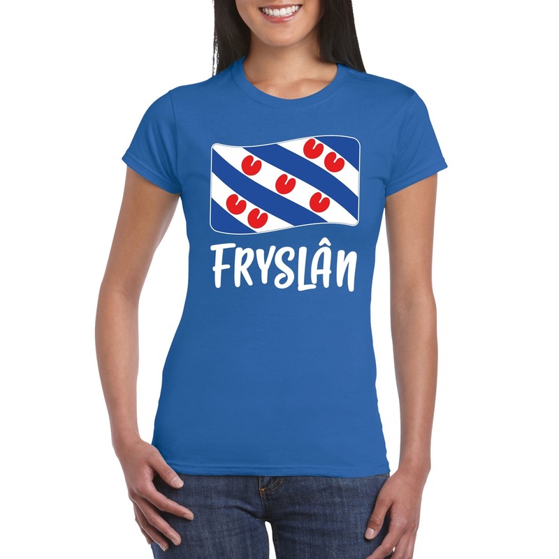 Blauw t-shirt Fryslan / Friesland vlag dames Top Merken Winkel